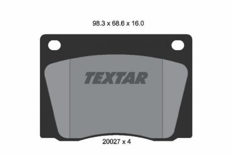 Тормозные колодки, дисковый тормоз (набор) TEXTAR 2002701