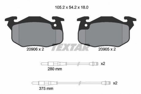 Тормозные колодки, дисковый тормоз (набор) TEXTAR 2090604