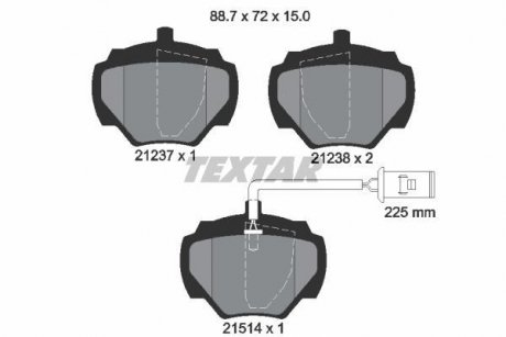 Тормозные колодки, дисковый тормоз (набор) TEXTAR 2123701