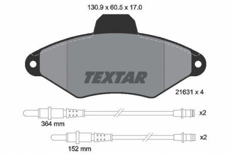 Тормозные колодки, дисковый тормоз (набор) TEXTAR 2163102