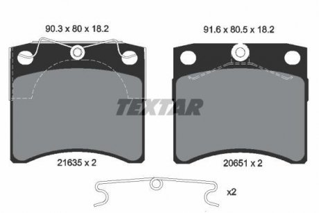 Тормозные колодки, дисковый тормоз (набор) TEXTAR 2163501