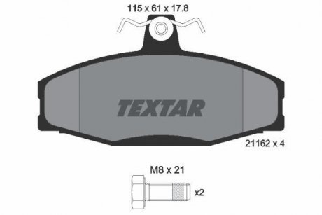 Тормозные колодки, дисковый тормоз (набор) TEXTAR 2166201 (фото 1)