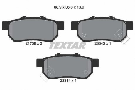 Гальмівні колодки, дискове гальмо (набір) TEXTAR 2173801