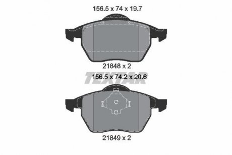 Гальмівні колодки, дискове гальмо (набір) TEXTAR 2184802