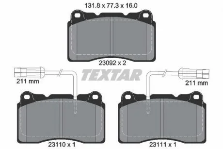 Тормозные колодки, дисковый тормоз (набор) TEXTAR 2309201