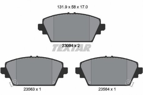 Тормозные колодки, дисковый тормоз (набор) TEXTAR 2309401