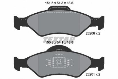 Гальмівні колодки, дискове гальмо (набір) TEXTAR 2320001