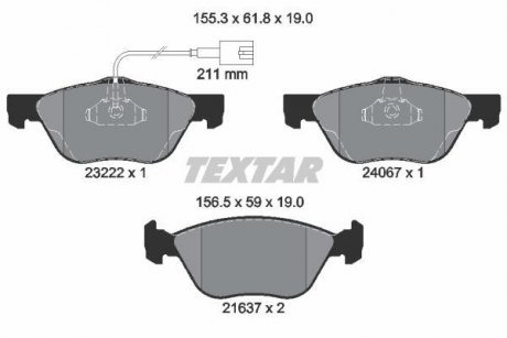 Тормозные колодки, дисковый тормоз (набор) TEXTAR 2322201