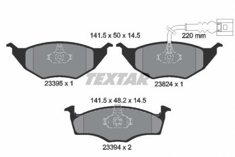 Тормозные колодки, дисковый тормоз (набор) TEXTAR 2339502