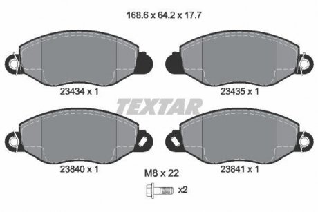 Гальмівні колодки, дискове гальмо (набір) TEXTAR 2343401