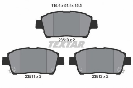Тормозные колодки, дисковый тормоз (набор) TEXTAR 2351002