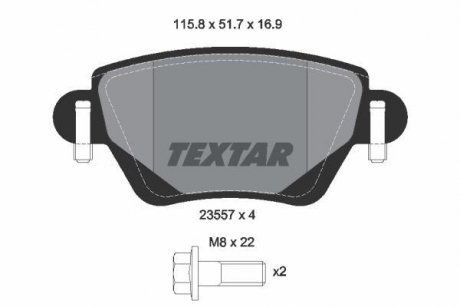 Тормозные колодки, дисковый тормоз (набор) TEXTAR 2355702