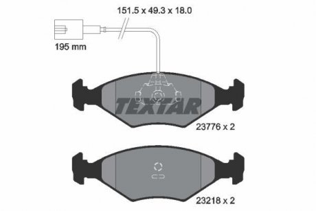 Тормозные колодки, дисковый тормоз (набор) TEXTAR 2377601