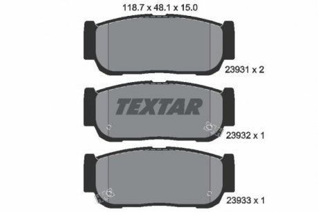 Гальмівні колодки, дискове гальмо (набір) TEXTAR 2393101