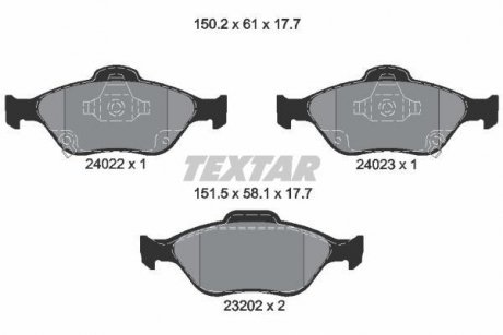 Тормозные колодки, дисковый тормоз (набор) TEXTAR 2402201