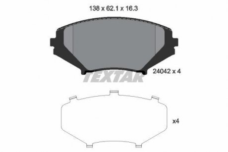 Тормозные колодки, дисковый тормоз (набор) TEXTAR 2404201 (фото 1)