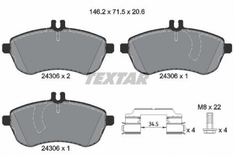 Тормозные колодки, дисковый тормоз (набор) TEXTAR 2430603