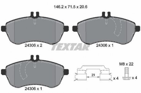 Тормозные колодки, дисковый тормоз (набор) TEXTAR 2430682