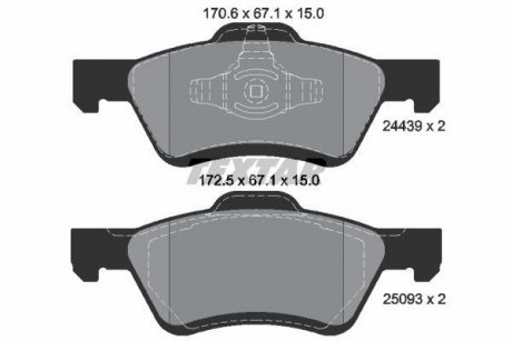 Тормозные колодки, дисковый тормоз (набор) TEXTAR 2443901 (фото 1)