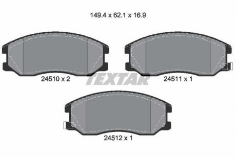 Гальмівні колодки, дискове гальмо (набір) TEXTAR 2451001