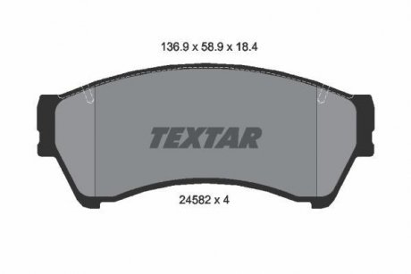 Гальмівні колодки, дискове гальмо (набір) TEXTAR 2458201