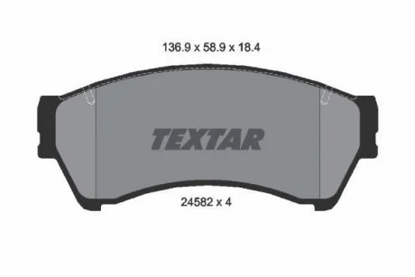 Гальмівні колодки, дискове гальмо (набір) TEXTAR 2458201