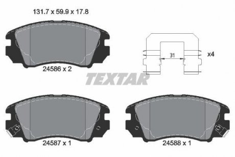 Тормозные колодки, дисковый тормоз (набор) TEXTAR 2458601