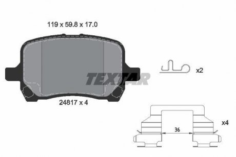 Тормозные колодки, дисковый тормоз (набор) TEXTAR 2481701