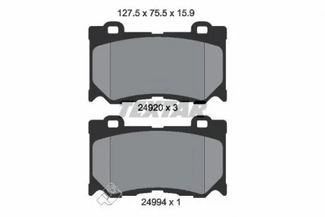 Фото 1 - гальмівні колодки, дискове гальмо (набір) TEXTAR 2492001 Гальмівні колодки, дискове гальмо (набір) TEXTAR 2492001 (фото 1)