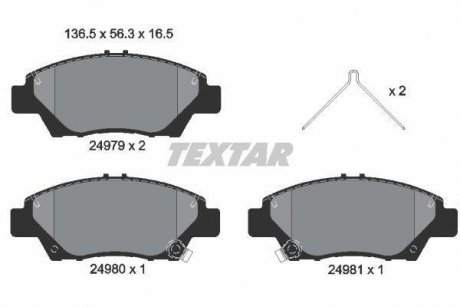 Гальмівні колодки, дискове гальмо (набір) TEXTAR 2497901