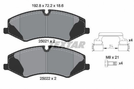 Тормозные колодки, дисковый тормоз (набор) TEXTAR 2502101