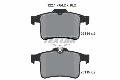 Тормозные колодки, дисковый тормоз (набор) TEXTAR 2511401