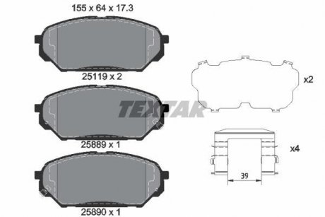 Гальмівні колодки дискові TEXTAR 2511901 (фото 1)