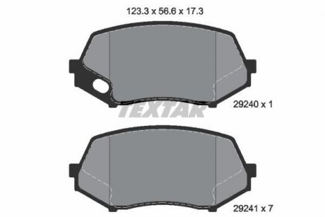 Тормозные колодки, дисковый тормоз (набор) TEXTAR 2924001 (фото 1)