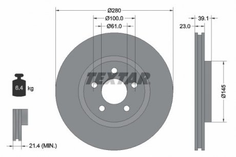 Диск тормозной CHRYSLER PT CRUISER TEXTAR 92108505