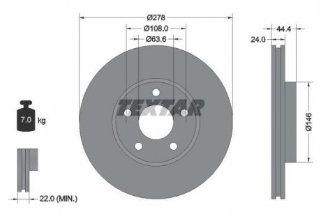 Тормозной диск TEXTAR 92124803 (фото 1)
