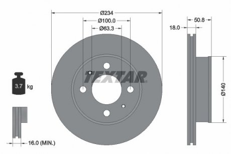 Диск тормозной HYUNDAI ATOS 98- TEXTAR 92146803 (фото 1)