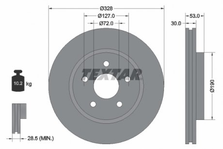 Диск тормозной JEEP GRAN CHEROKEE 05- TEXTAR 92184505