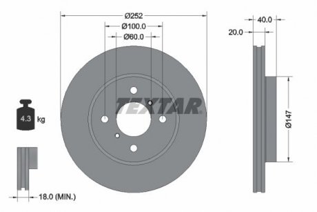 Диск тормознойPRZ SUZUKI SWIFT 10- TEXTAR 92292903