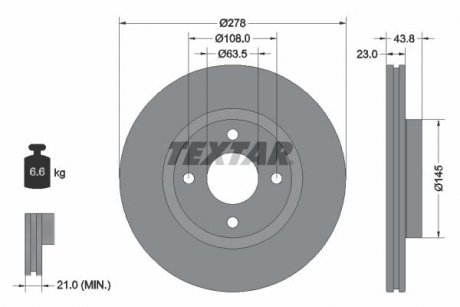 TARCZA HAMULCOWA 278X23 V 4-OTW FORD FIESTA 17> PRZOD SZT TEXTAR 92303203 (фото 1)