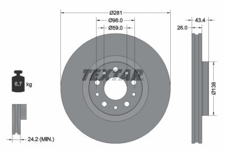 TARCZA HAMULCOWA PRZOD TEXTAR 92304803