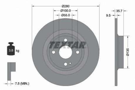 TARCZA HAMULCOWA TYL TEXTAR 92320003 (фото 1)