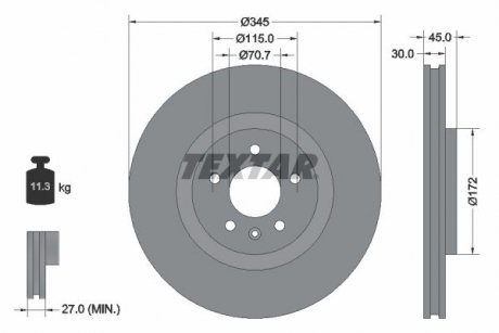 TARCZA HAM. OPEL P. INSIGNIA 1,4-2,0 17- TEXTAR 92323705 (фото 1)