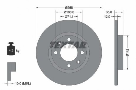 TARCZA HAMULCOWA TYL TEXTAR 92325903 (фото 1)