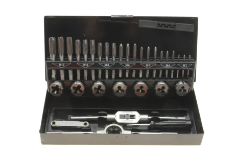 Фото 1 - набір мітчиків та плашок 32 шт. Topex 14A426 Набір мітчиків та плашок 32 шт. Topex 14A426 (фото 1)