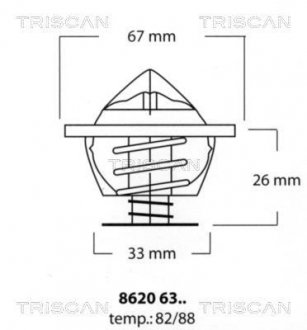 Термостат Bmw, Ford Galaxy /80C/VW Bora,Golf IV,Passat,T IV 2.3-2.8 V6 97/08- TRISCAN 86206382 (фото 1)