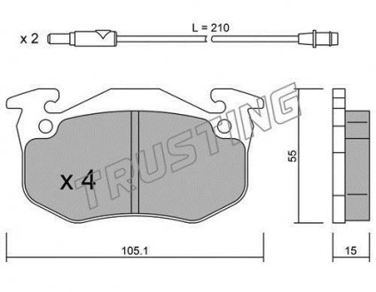 Гальмівні колодки, дискове гальмо (набір) TRUSTING 0382