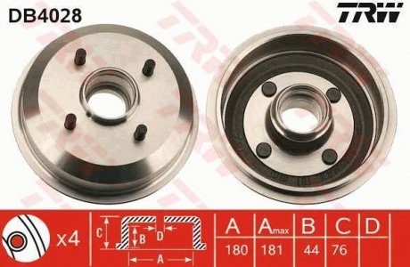 Тормозной барабан TRW DB4028