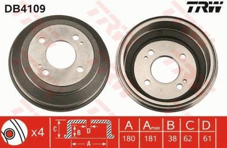 Тормозной барабан TRW DB4109