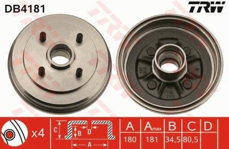 Гальмівний барабан (LUCAS) TRW DB4181